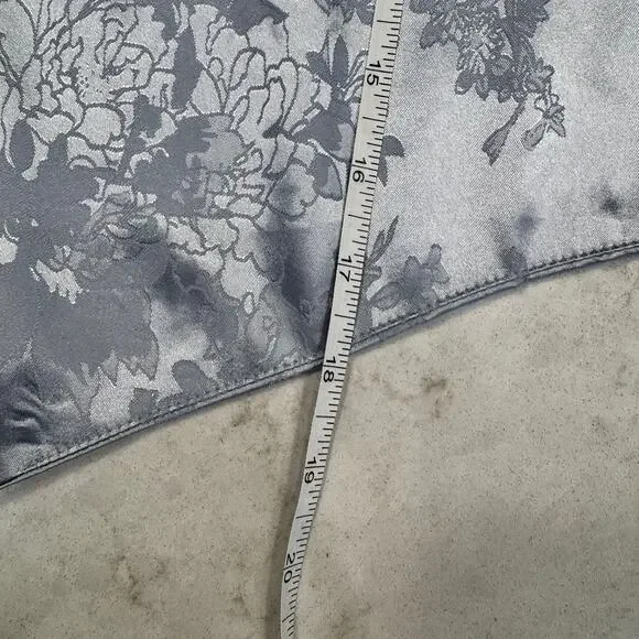 Windsor Satin Jacquard Halter Top Gray Silver Women's Large Tie Y2K Party Baddie - Picture 8 of 16